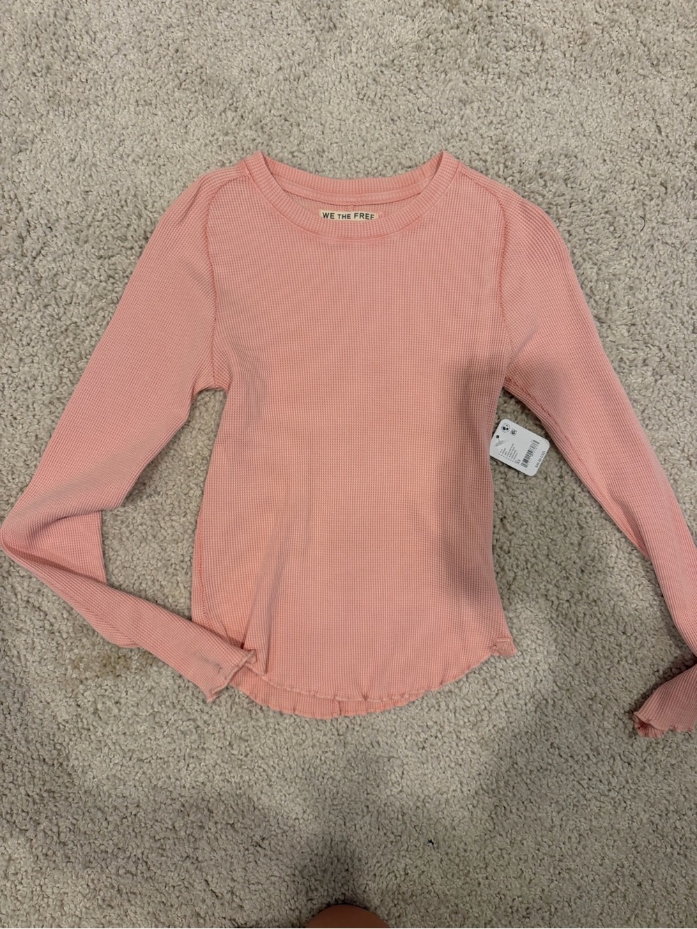 We The Free Dusty Rose Waffle Crewneck Top